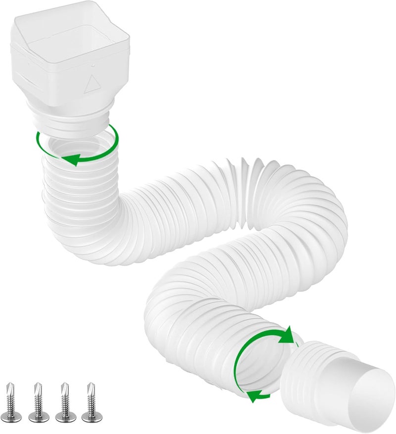 Binazon 1 Pack White-Rain Gutter Downspout Extensions, Gutter Extender for Rainwater Drainage Flexible, Down Spout Drain Extension Pipe, Extendable from 21 to 62 Inches (Fit 3"x 4" downspouts) - Image 1